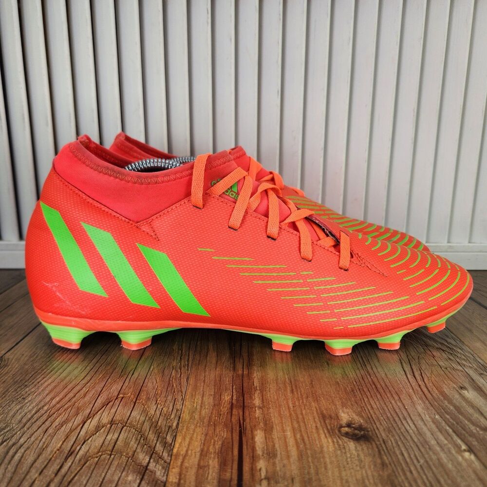 Adidas Predator Edge.4 FG Men's 12 Solar Red Green Athletic Soccer Cleats GW0992